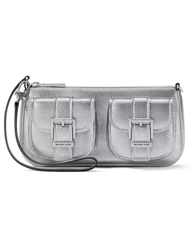 Michael Kors Zoe Small Leather Convertible Slim Shoulder Bag - Silver - 1