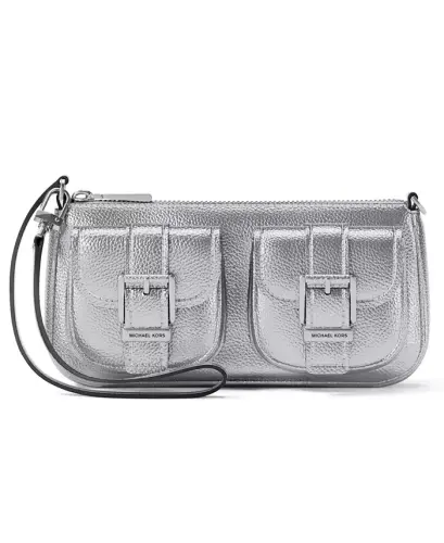 Michael Kors Zoe Small Leather Convertible Slim Shoulder Bag - Silver 