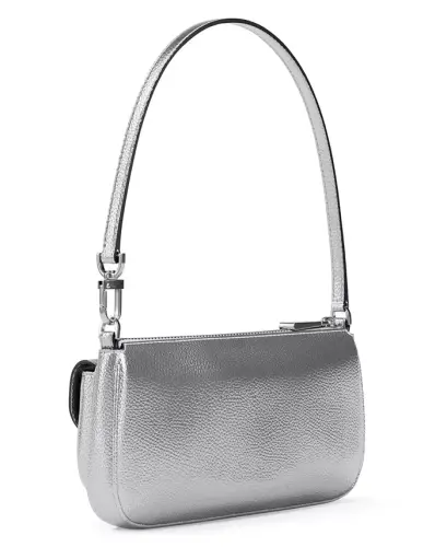 Michael Kors Zoe Small Leather Convertible Slim Shoulder Bag - Silver - 3