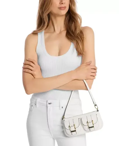 Michael Kors Zoe Small Leather Convertible Slim Shoulder Bag - Optic White - 3