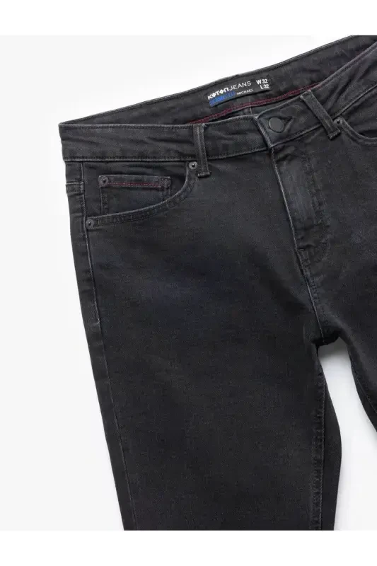 Michael Siyah Erkek Jean Pantolon 5Sam40008Nd - 5
