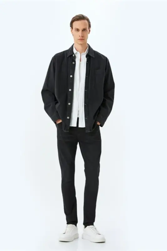 Mıcheal Skinny Qora Erkaklar Jinsi Shim 5sam40043 - 1