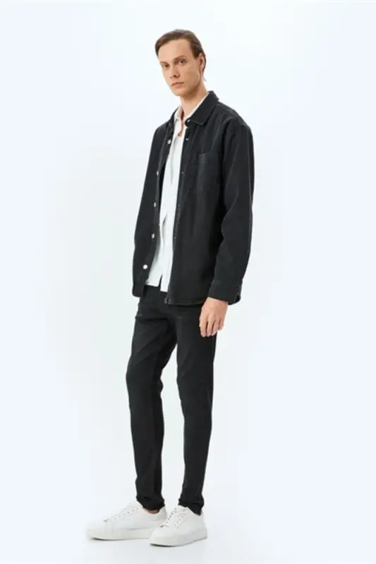 Mıcheal Skinny Qora Erkaklar Jinsi Shim 5sam40043 - 2