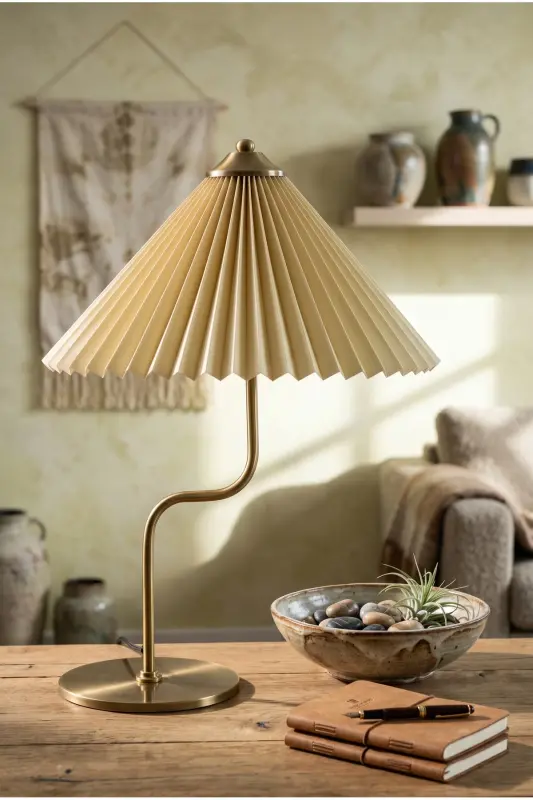Michigan | Antique Matte Gold Metal Lampshade – Cream Crushed Fabric - Antique Matte Gold - Cream - 7