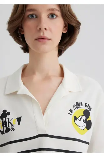 Mickey Mouse Baskılı Çizgili Tişört Regular Fit / Normal Kesim 1612853-85308 - 5