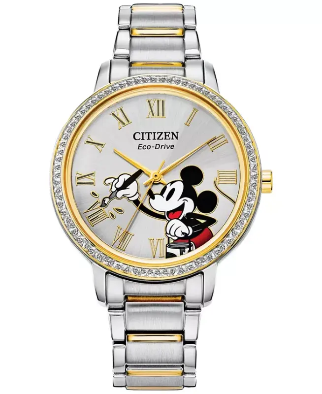 Mickey Mouse Çift Tonlu Paslanmaz Çelik Bilezikli Saat 33mm-Çift tonlu - 1