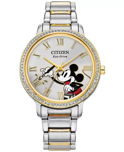 Mickey Mouse ikki tonli zanglamaydigan po'lat bilaguzuk soati 33mm-ikki tonli - 1