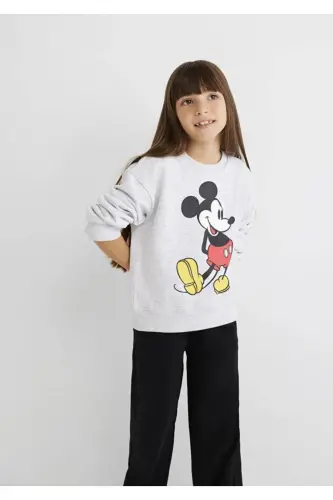Mickey Mouse tasvirlangan kulrang sviter - 1