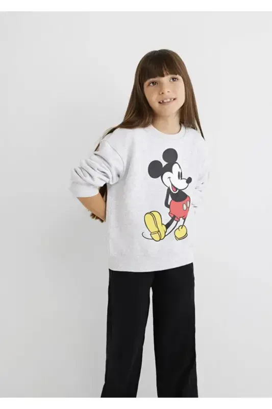 Mickey Mouse tasvirlangan kulrang sviter - MAVI