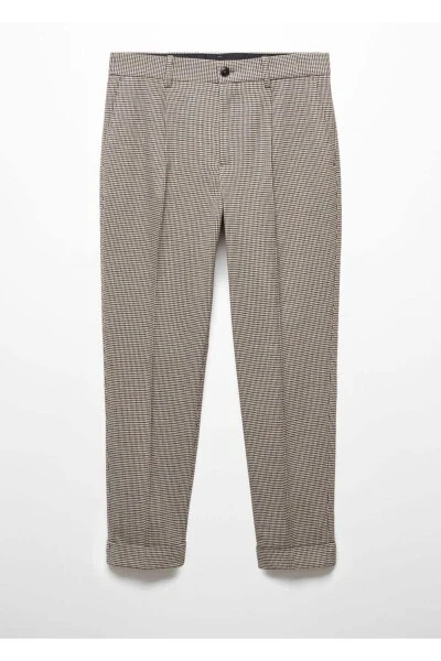 Micro Herringbone Wool Blend Slim Fit Trousers - 3
