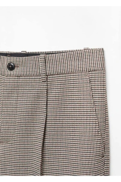 Micro Herringbone Wool Blend Slim Fit Trousers - 6