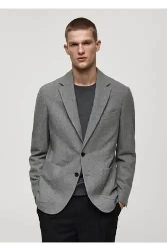 Micro houndstooth narrow fit wool blazer jacket - 1