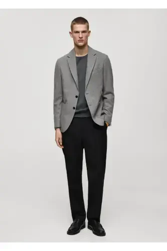 Micro houndstooth narrow fit wool blazer jacket - 2