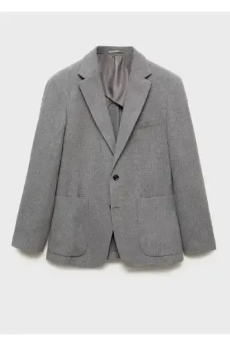 Micro houndstooth narrow fit wool blazer jacket - 3