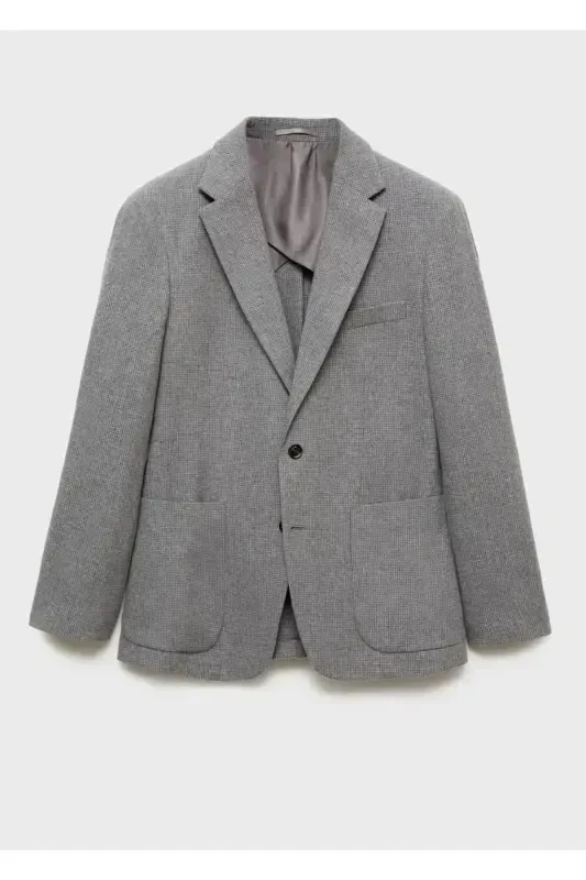 Micro houndstooth narrow fit wool blazer jacket - 3