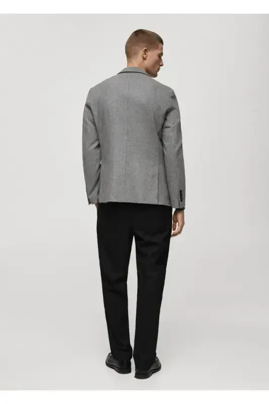 Micro houndstooth narrow fit wool blazer jacket - 4