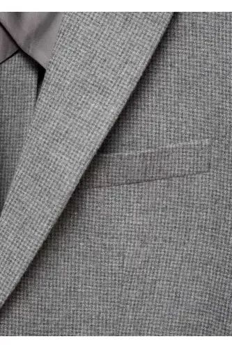 Micro houndstooth narrow fit wool blazer jacket - 7