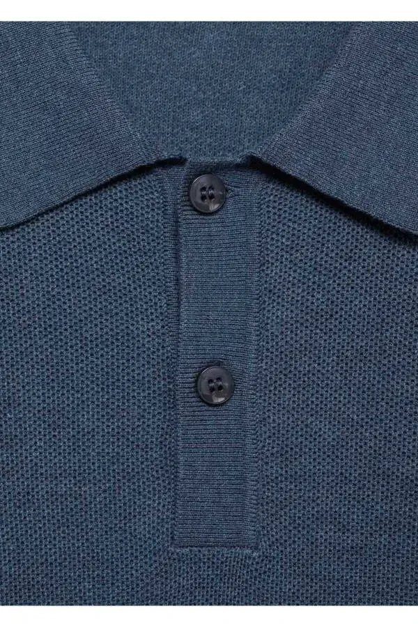 Micro-textured cotton pique polo shirt - 7