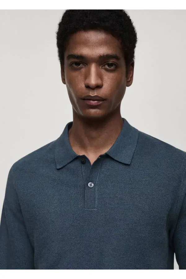 Micro-textured cotton pique polo shirt - 8