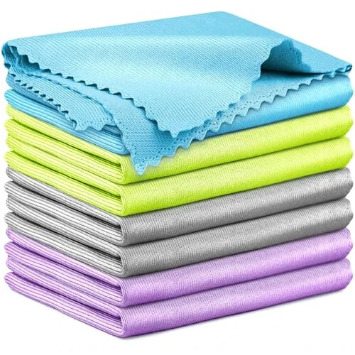 Microfiber Cleaning Cloth Glass Window Stainless Steel Mirror Polishling Rags Eyeglass Windshield Household Nano Sparkle Cloth Lint Free Cloth Cleaning Supplies Shiny Wipes, Pack of 8, 16
