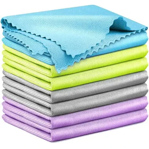 Microfiber Cleaning Cloth Glass Window Stainless Steel Mirror Polishling Rags Eyeglass Windshield Household Nano Sparkle Cloth Lint Free Cloth Cleaning Supplies Shiny Wipes, Pack of 8, 16