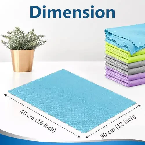 Microfiber Cleaning Cloth Glass Window Stainless Steel Mirror Polishling Rags Eyeglass Windshield Household Nano Sparkle Cloth Lint Free Cloth Cleaning Supplies Shiny Wipes, Pack of 8, 16