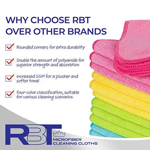 Microfiber Cleaning Cloths, 12 Pack Multi-Purpose Cleaning Towels, Lint Free Reusable Rags for Cleaning, Micro Fiber Wipe, Cloth for House, Kitchen, Glass - 6