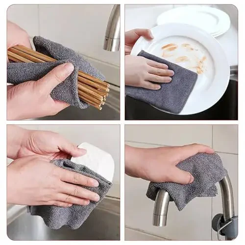 Microfiber Cleaning Cloths Rags Towels for Home Kitchen Cars Bikes Computers. Machine Washable, Lint-Free, Reuseable 16