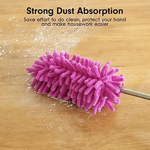 Microfiber Duster for Cleaning, Tukuos Hand Washable Dusters with 2pcs Replaceable Microfiber Head, Extendable Pole, Detachable Cleaning Brush Tool for Office, Car, Window, Furniture, Ceiling Fan - 3