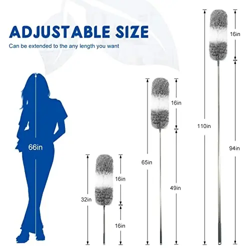 Microfiber Feather Dusters for Cleaning, Extendable Duster with 110