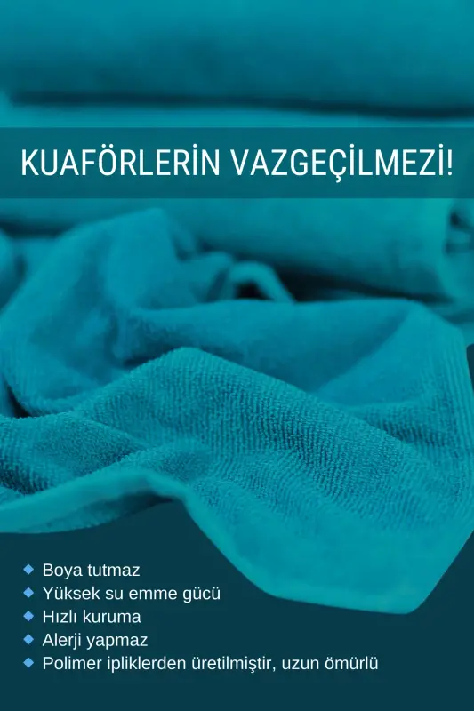 Microfiber Hair Towel 50x90 cm, 4-Piece Set-Green, Non-Dye Absorbent, For Hairdressers - 3