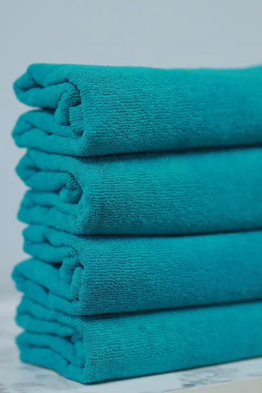 Microfiber Hair Towel 50x90 cm, 4-Piece Set-Green, Non-Dye Absorbent, For Hairdressers - 5