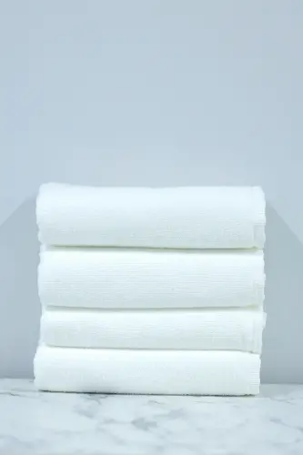 Microfiber Hair Towel for Hairdressers, Dye-Resistant, 50x90 cm, Set of 4 - White - 8