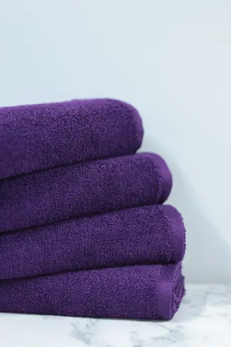 Microfiber Hair Towel That Doesn't Stain Hair Dye for Hairdressers 50x90 cm. Set of 4-Purple - 6