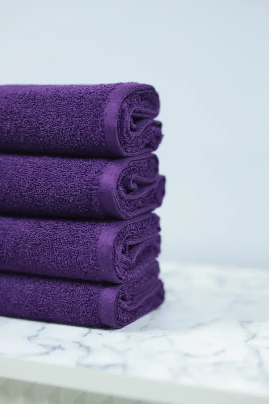 Microfiber Hair Towel That Doesn't Stain Hair Dye for Hairdressers 50x90 cm. Set of 4-Purple - 7