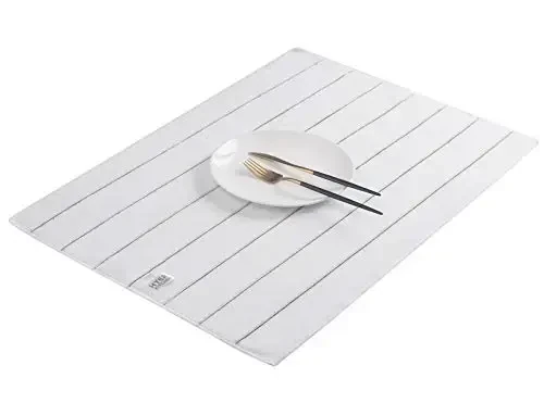 Microfiber oshxona sochiqlari - Super changni yutuvchi, yumshoq va to'q rangli idish sochiqlari, 8 dona (yo'l-yo'l naqshli to'q yashil va oq ranglar), 26 x 18 dyuym - 6