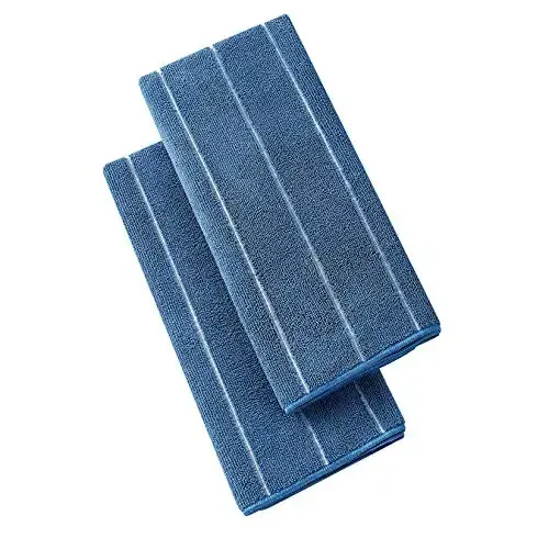 Microfiber Oshxona Sochiqlari - Super Singdiruvchi, Yumshoq va To'q Rangli Idish Sochiqlari, 8 dona (Chiziqli Dizaynli Moviy va Oq Ranglar), 26 x 18 dyuym - 3