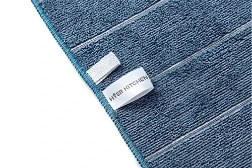 Microfiber Oshxona Sochiqlari - Super Singdiruvchi, Yumshoq va To'q Rangli Idish Sochiqlari, 8 dona (Chiziqli Dizaynli Moviy va Oq Ranglar), 26 x 18 dyuym - 5