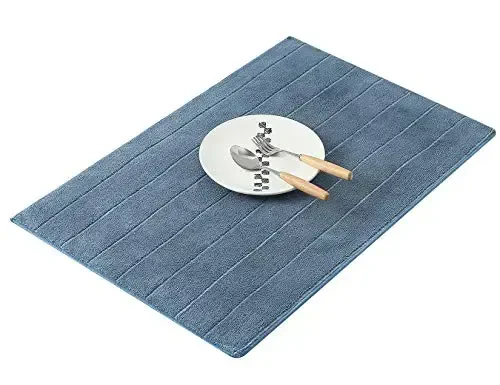 Microfiber Oshxona Sochiqlari - Super Singdiruvchi, Yumshoq va To'q Rangli Idish Sochiqlari, 8 dona (Chiziqli Dizaynli Moviy va Oq Ranglar), 26 x 18 dyuym - 6