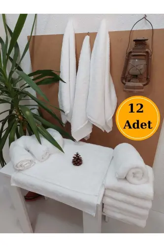 Microfiber Towel Bleed Resistant Towel Salon Towel White 50x90 Cm 12 Pcs-White - MEF COLLECTION (1)