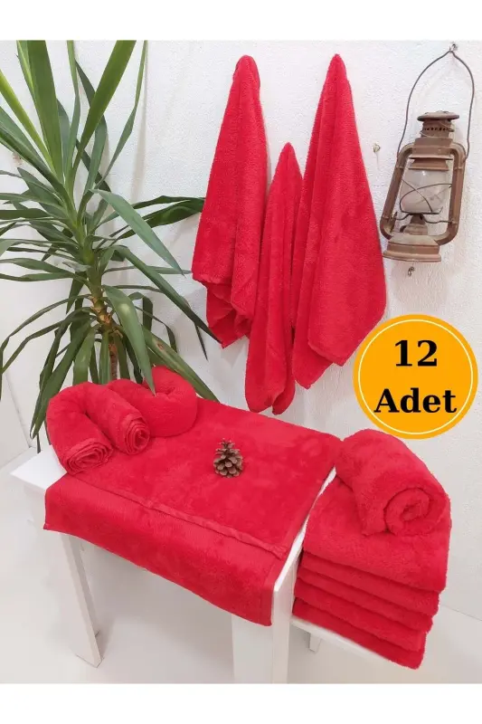 Microfiber Towel Colorfast Towel Hairdresser Towel Red 50x90 Cm 12 Pcs-Red - 7