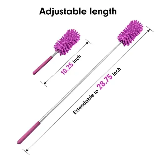 Microfiber tozalagich, Tukuos qo'lda yuviladigan tozalagichlar 2 dona almashtiriladigan mikrofiber boshli, uzaytiriladigan tayoq, ofis, mashina, deraza, mebel, shift ventilyatori uchun olinadigan tozalash cho'tkasi - 5