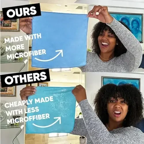Microfiber tozalash matosi - 12 dona | Yaxshiroq sifatli universal sochiqlar | Uy, tozalash, chang, jilolash uchun a'lo | Yumshoq, yaxshi shimuvchi, bardoshli | Yuzlab marta yuving | Pushti binafsha ko'k - 2