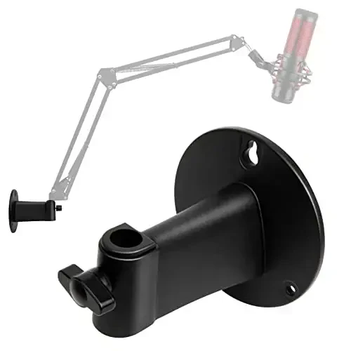 Microphone Wall Mount Boom Arm - Microphone Wall Mount for Mic holder，Horizontal Mounting Wall，Space Saving Desktop Metal Mic Stand Clamp by SUNMON - 1