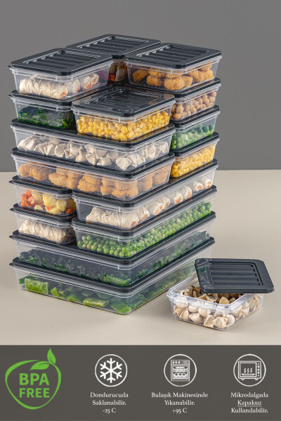 Microwave and Freezer Safe 18 Piece Storage Container Set, 2x2400Ml 4x1200Ml 4x1170Ml 8x600Ml, Anthracite - 3