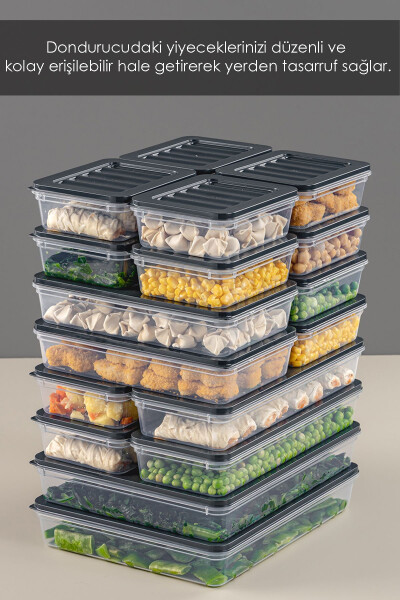 Microwave and Freezer Safe 18 Piece Storage Container Set, 2x2400Ml 4x1200Ml 4x1170Ml 8x600Ml, Anthracite - 5