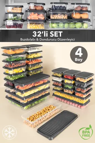 Microwave and Freezer Safe 24 Piece Food Storage Container Set, 2x2400Ml 4x1200Ml 6x1170Ml 12x600Ml, Anthracite - 1