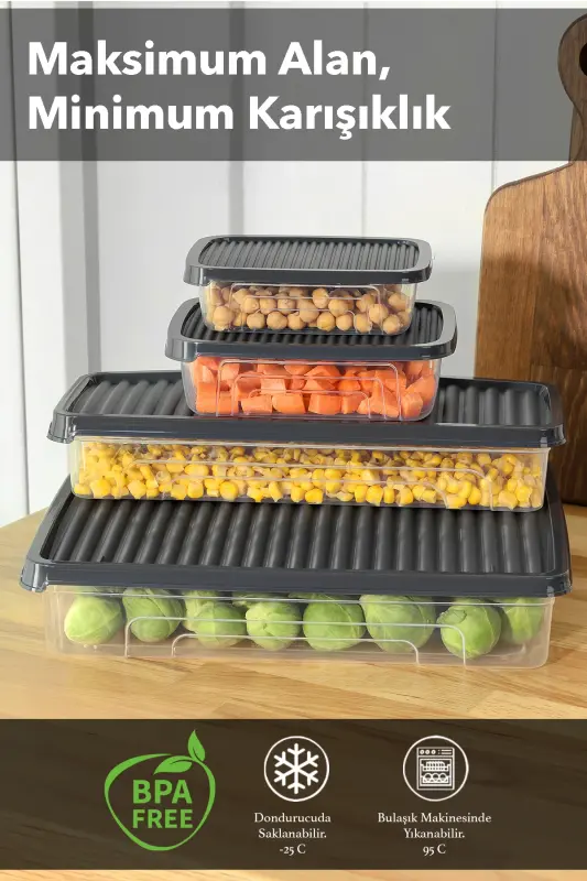 Microwave and Freezer Safe 24 Piece Food Storage Container Set, 2x2400Ml 4x1200Ml 6x1170Ml 12x600Ml, Anthracite - 3