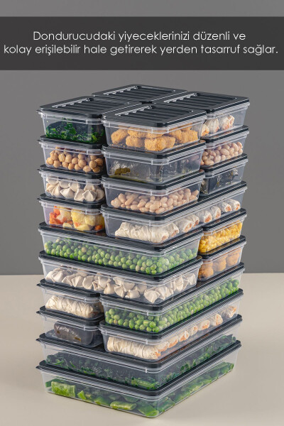 Microwave and Freezer Safe 24 Piece Food Storage Container Set, 2x2400Ml 4x1200Ml 6x1170Ml 12x600Ml, Anthracite - 5