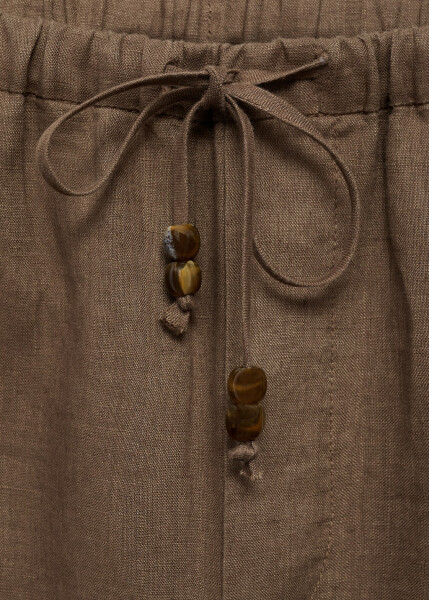 Mid brown, 100% linen jogger pants. - 7